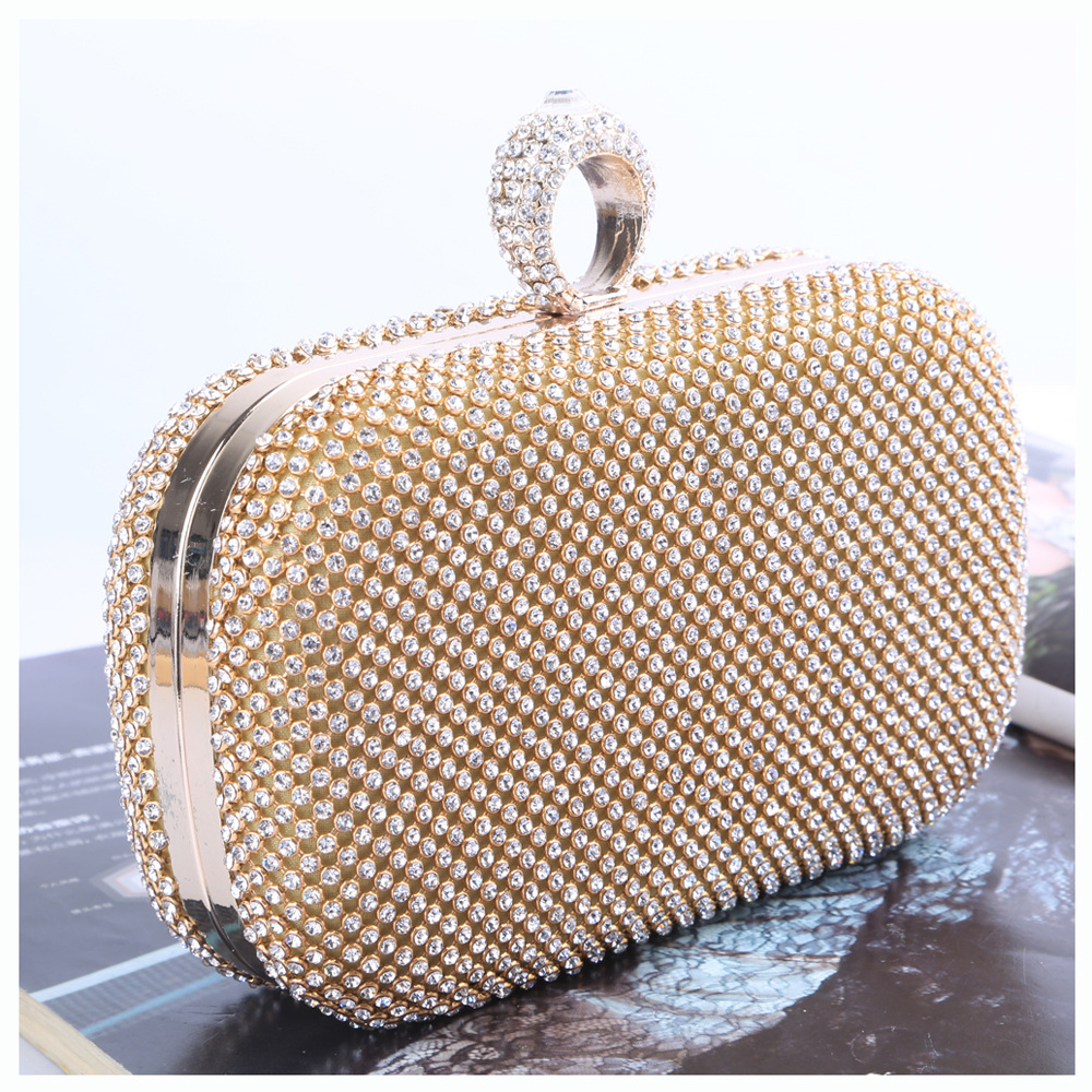 Camilladress Sparkly Rhinestones Ring Clasp Evening Handbag