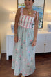 Camilladress Tie Shoulder Back Lace-up Striped Floral Maxi Cami Dress