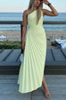 Camilladress One Shoulder Cut Out Irregular Hem Pleated Satin Maxi Dress
