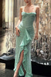Camilladress Spaghetti Strap Frill Trim Draped Slit Maxi Dress