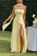 Camilladress Strapless Back Lace-up High Slit Splice Maxi Dress