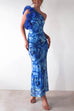 Camilladress Ruffle One Shoulder Floral Print Bodycon Maxi Dress