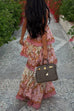Camilladress Spaghetti Strap Back Lace-up Ruffle Layered Floral Print Maxi Dress