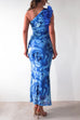 Camilladress Ruffle One Shoulder Floral Print Bodycon Maxi Dress