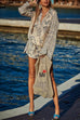 Camilladress Collared V Neck Shirt and Side Slit Shorts Vitamin Sea Print Set