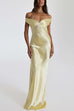 Camilladress Off Shoulder Backless Cut Out Satin Maxi Dress