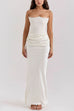 Camilladress Strapless Ruched Satin Splice Bodycon Maxi Dress