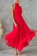 Camilladress Bow Knot Halter Open Back Tulle Maxi Dress