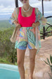 Camilladress Unique Print Long Sleeves Button Up Shirt and Pocketed Shorts Linen Set