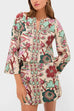 V Neck Long Sleeves Floral Print Crop Top