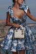 Camilladress Bow Shoulder Floral Print A-line Mini Cami Dress