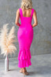 Camilladress Sleeveless Cut Out Ruched Ruffle Bodycon Maxi Dress