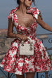 Camilladress Bow Shoulder Floral Print A-line Mini Cami Dress