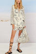 Camilladress Collared V Neck Shirt and Side Slit Shorts Vitamin Sea Print Set