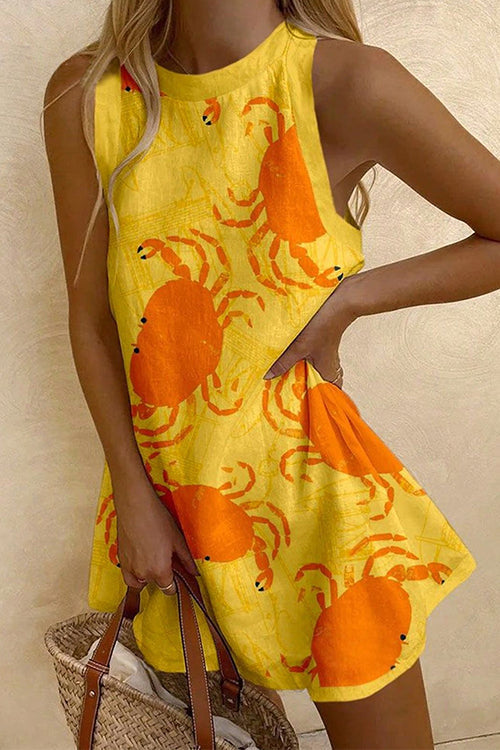 Camilladress Sleeveless Crab Print A-line Mini Dress