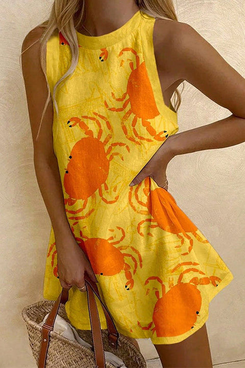 Camilladress Sleeveless Crab Print A-line Mini Dress