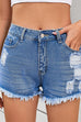 Camilladress Mid Rise Raw Hem Ripped Denim Shorts