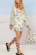 Camilladress Collared V Neck Shirt and Side Slit Shorts Vitamin Sea Print Set
