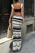 Camilladress Striped V Neck Ruffle Crop Top and Bodycon Maxi Skirt Crochet Knit Set