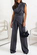 Camilladress Ruched Asymmetrical Top and Wide Leg Pants Set