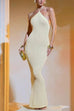 Camilladress Halter Open Back Hollow Out Knit Bodycon Maxi Dress