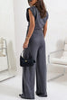 Camilladress Ruched Asymmetrical Top and Wide Leg Pants Set