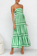 Camilladress Spaghetti Strap Tiered Color Block Striped Maxi Dress