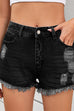 Camilladress Mid Rise Raw Hem Ripped Denim Shorts