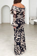 Off Shoulder Bell Long Sleeves Butterfly Effect Print Maxi Dress