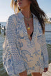 Camilladress Collared V Neck Shirt and Side Slit Shorts Vitamin Sea Print Set