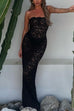 Camilladress Strapless Lace Hollow Out Bodycon Maxi Dress