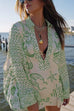 Camilladress Collared V Neck Shirt and Side Slit Shorts Vitamin Sea Print Set
