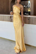 Camilladress One Shoulder Open Back Tie Knot Satin Maxi Dress