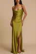 Camilladress High Slit Back Drape Cascading Satin Maxi Cami Dress