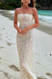 Camilladress Strapless Lace Hollow Out Bodycon Maxi Dress