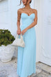 Camilladress Strapless V Neck Corset Pleated Maxi Dress