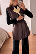 Open Front Faux Leather Side Slit Shearling Vest