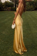 Camilladress One Shoulder Open Back Tie Knot Satin Maxi Dress