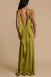 Camilladress High Slit Back Drape Cascading Satin Maxi Cami Dress