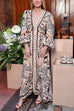 V Neck Puff Long Sleeves Button Up Printed Maxi Dress