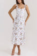 Camilladress Bow Shoulder Back Lace-up Floral Print Midi Cami Dress