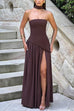 Camilladress Strapless Back Lace-up High Slit Splice Maxi Dress