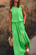 Camilladress Sleeveless Waisted Slit Maxi Tank Dress