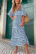 Camilladress Puff Sleeve Geometry Printed Swing Dress