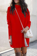 Camilladress Solid Crewneck Long Sleeve Knit Dress