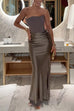 Camilladress Strapless Patchwork Satin Bodycon Maxi Party Dress