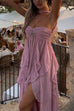 Camilladress Sleeveless Open Back High Slit Ruffle Maxi Dress