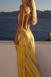 Camilladress One Shoulder Open Back Tie Knot Satin Maxi Dress