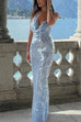 Camilladress Halter Cowl Neck Open Back Sequin Maxi Party Dress