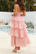 Camilladress Strapless Empire Waist Ruffle Layered Maxi Dress